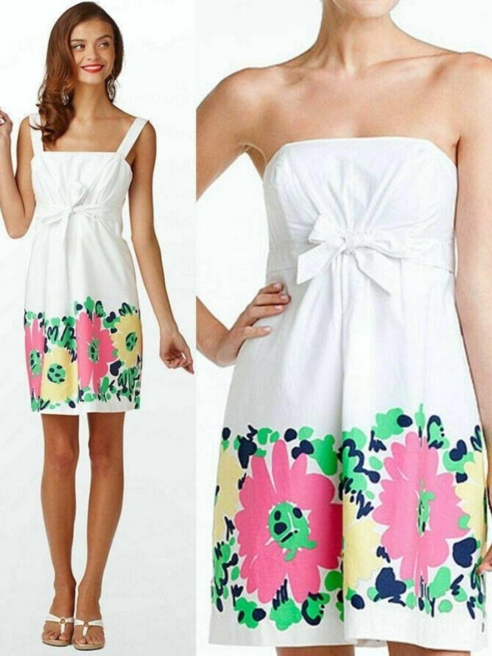 Lilly Pulitzer White Avaline Doodlebug Daisy Floral Print Bow Mini Dress